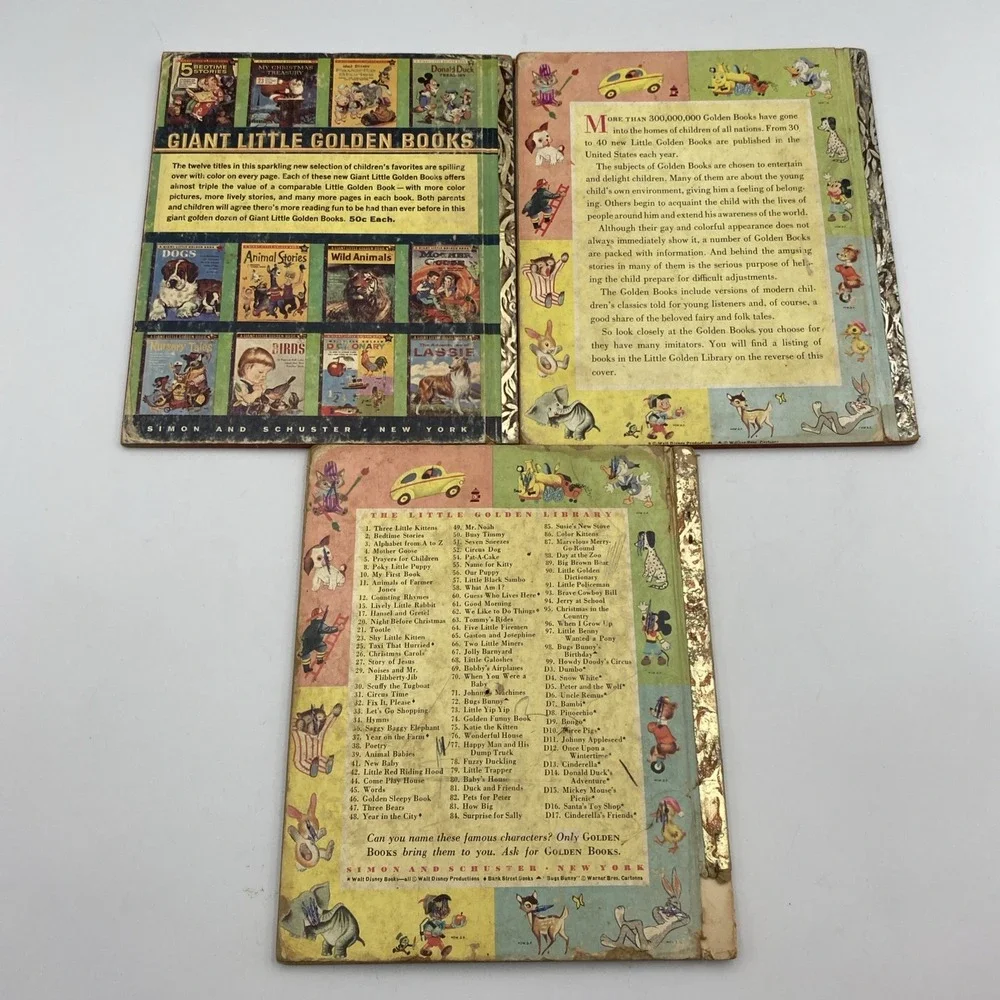 Lot Set of 3 Vintage Disney Little‎ Golden Books Donald Duck